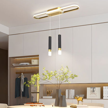 Linear Cluster Cylinder Pendant Chandelier with 3-Step Colour Temperature in White, Gold, or Black