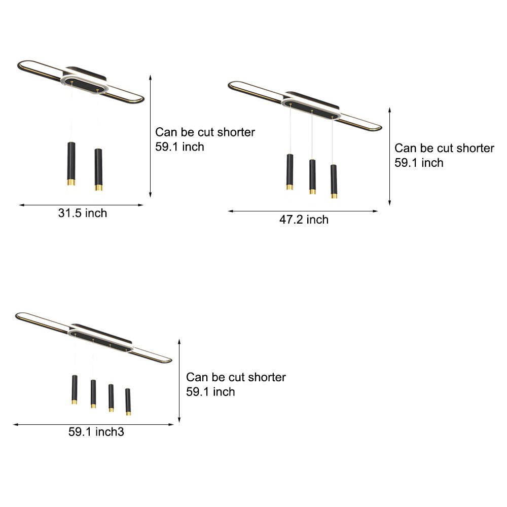 Linear Cluster Cylinder Pendant Chandelier with 3-Step Colour Temperature in White, Gold, or Black