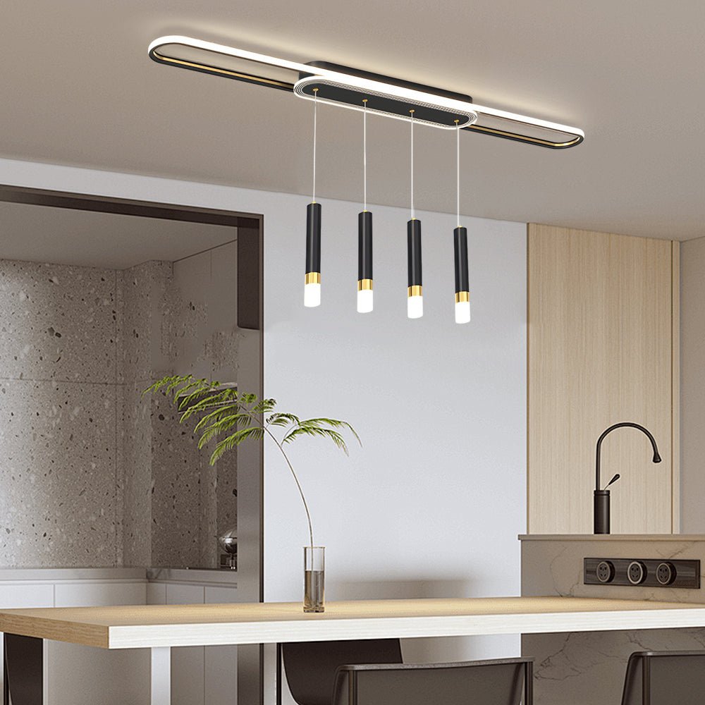 Linear Cluster Cylinder Pendant Chandelier with 3-Step Colour Temperature in White, Gold, or Black