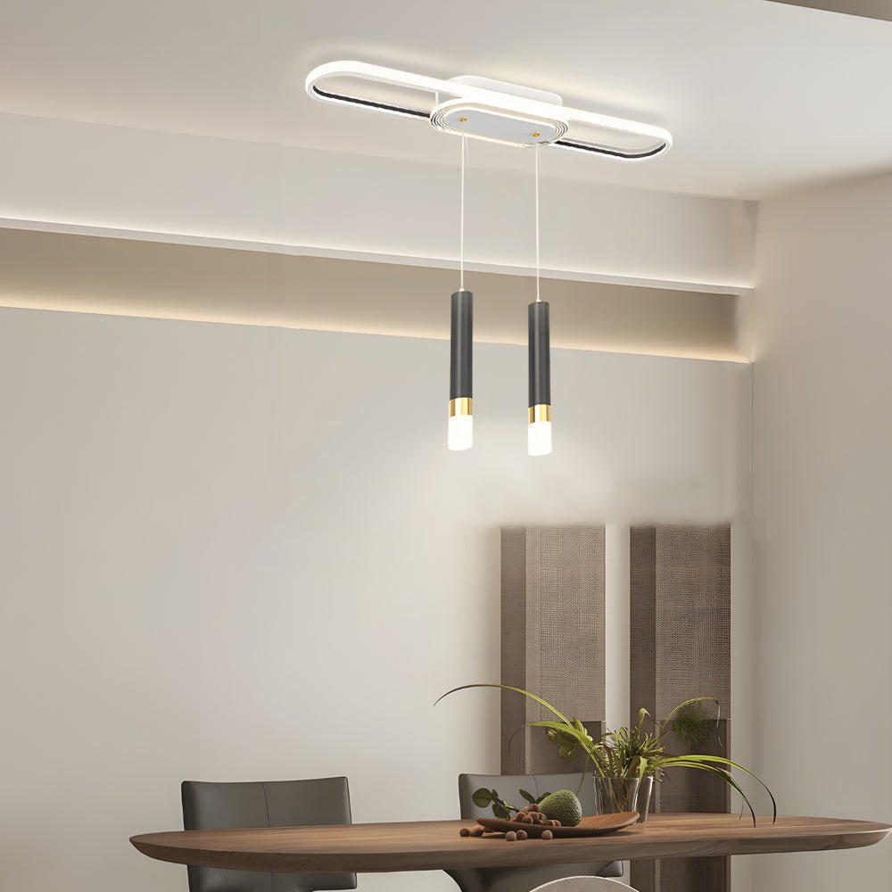 Linear Cluster Cylinder Pendant Chandelier with 3-Step Colour Temperature in White, Gold, or Black