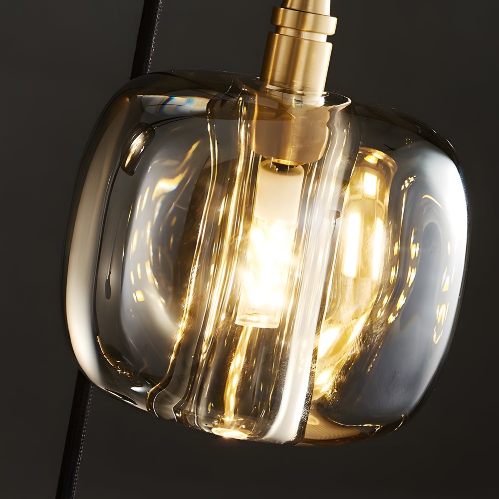 Staircase Chandelier Copper K9 Crystal Cube Spiral G4 Three Shade Colours 3-Step Colour Temperature Modern Postmodern Four Configurations 1-Light to 10-Light