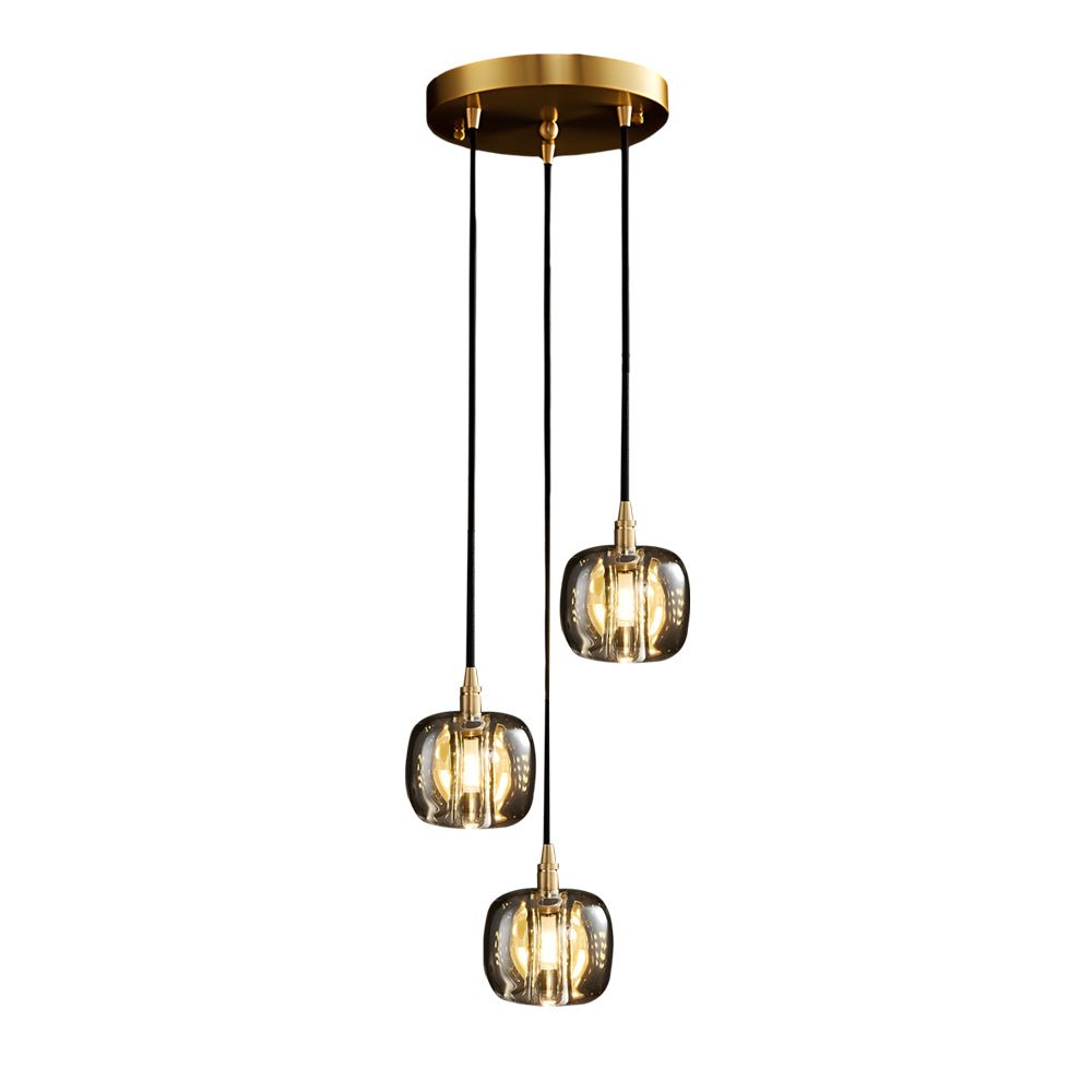 Staircase Chandelier Copper K9 Crystal Cube Spiral G4 Three Shade Colours 3-Step Colour Temperature Modern Postmodern Four Configurations 1-Light to 10-Light