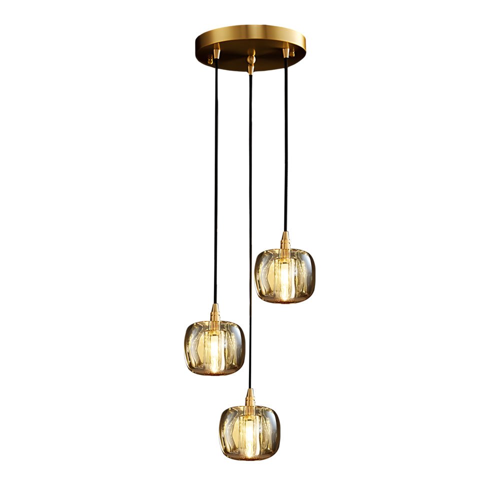 Staircase Chandelier Copper K9 Crystal Cube Spiral G4 Three Shade Colours 3-Step Colour Temperature Modern Postmodern Four Configurations 1-Light to 10-Light