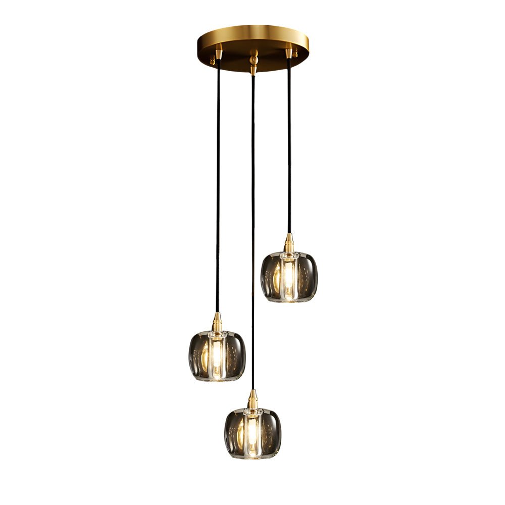 Staircase Chandelier Copper K9 Crystal Cube Spiral G4 Three Shade Colours 3-Step Colour Temperature Modern Postmodern Four Configurations 1-Light to 10-Light