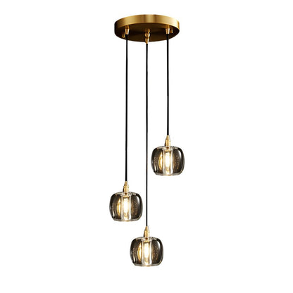 Staircase Chandelier Copper K9 Crystal Cube Spiral G4 Three Shade Colours 3-Step Colour Temperature Modern Postmodern Four Configurations 1-Light to 10-Light