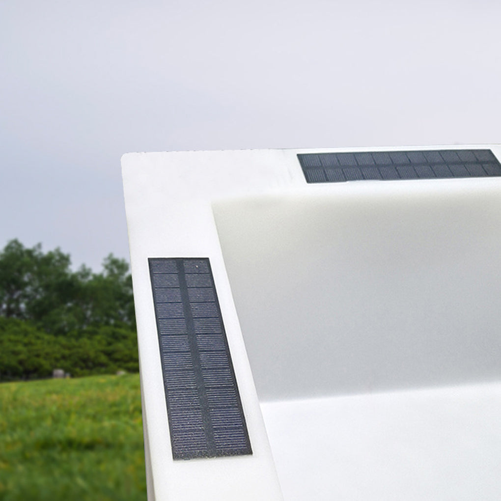 Modern Solar LED Luminous Flower Pot Square Waterproof Outdoor Planter Light White Black 3 Color Temperature