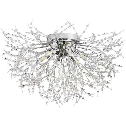 Traditional Crystal Semi-Flush Mount Ceiling Light — Classic Gold Silver Metal G9 LED 8 Light Warm White
