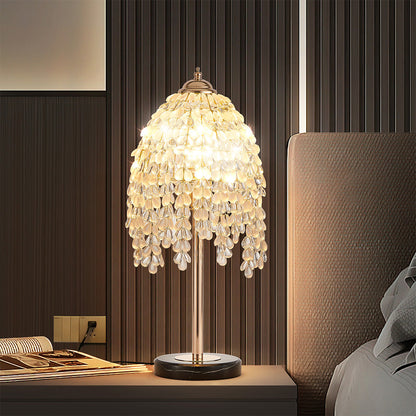 Gold Crystal Table Lamp European Luxury French Gold Hardware Frame Transparent Crystal Shade E12 Bedside 18.90 Inch