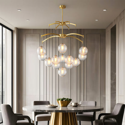 Glass Sphere Chandelier Copper Frame Multi-Arm G9 7 9 13 Heads Copper Nickel Black