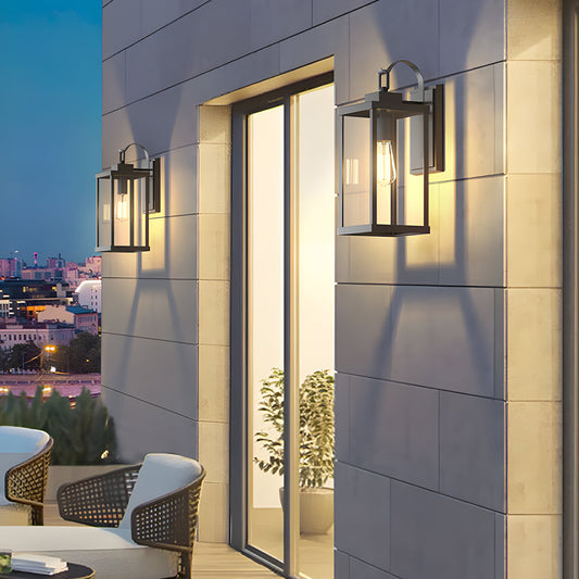 Square American Minimalist Outdoor Wall Sconce IP65 Solar/Hardwired E27