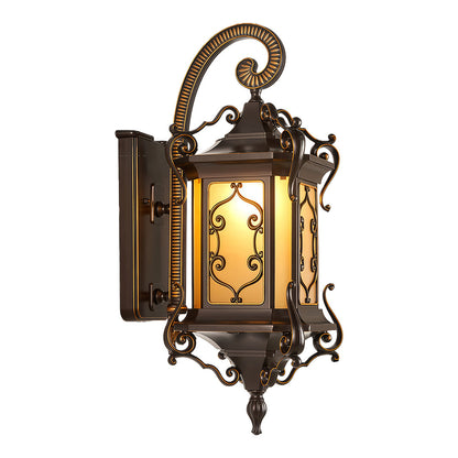 European Gilded Aluminium Outdoor Wall Lantern E27 IP65 Coffee Gold