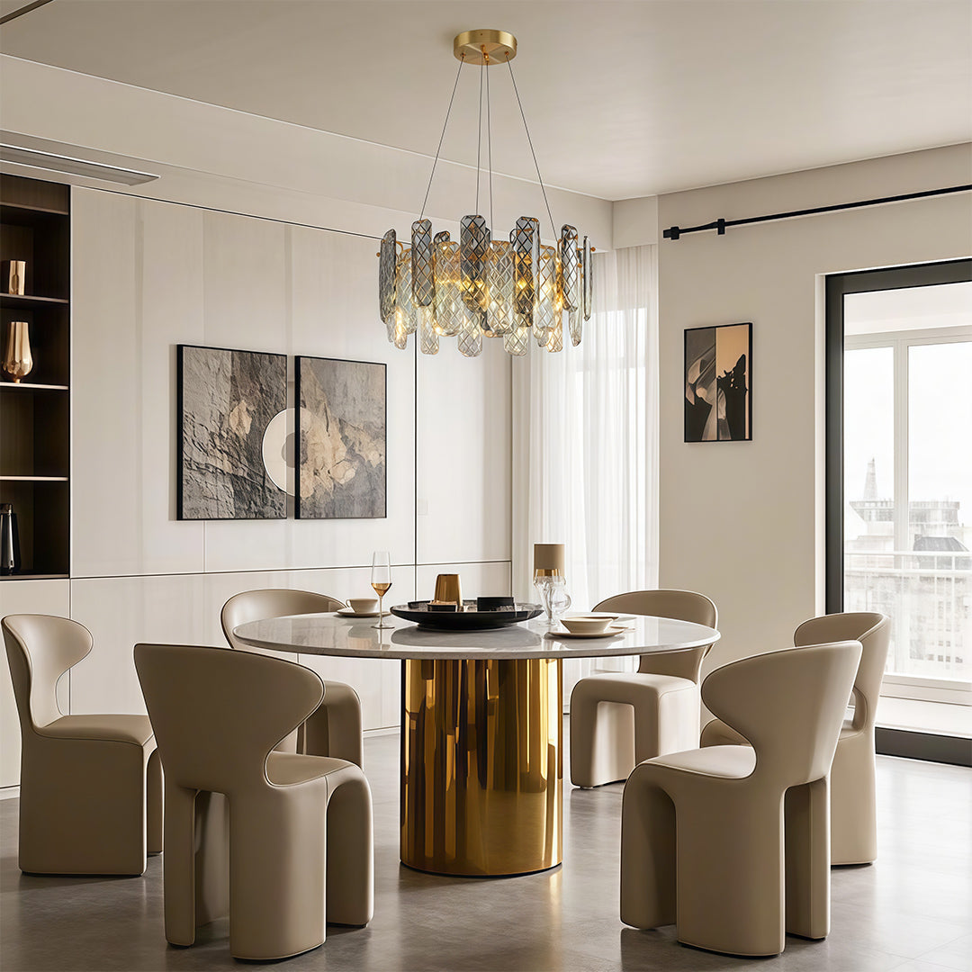 Contemporary Crystal Chandelier Solid Copper Textured Crystal Rods Eye-Protecting E14 French Style