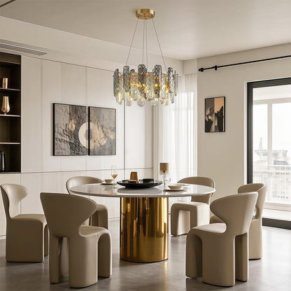 Contemporary Crystal Chandelier Solid Copper Textured Crystal Rods Eye-Protecting E14 French Style