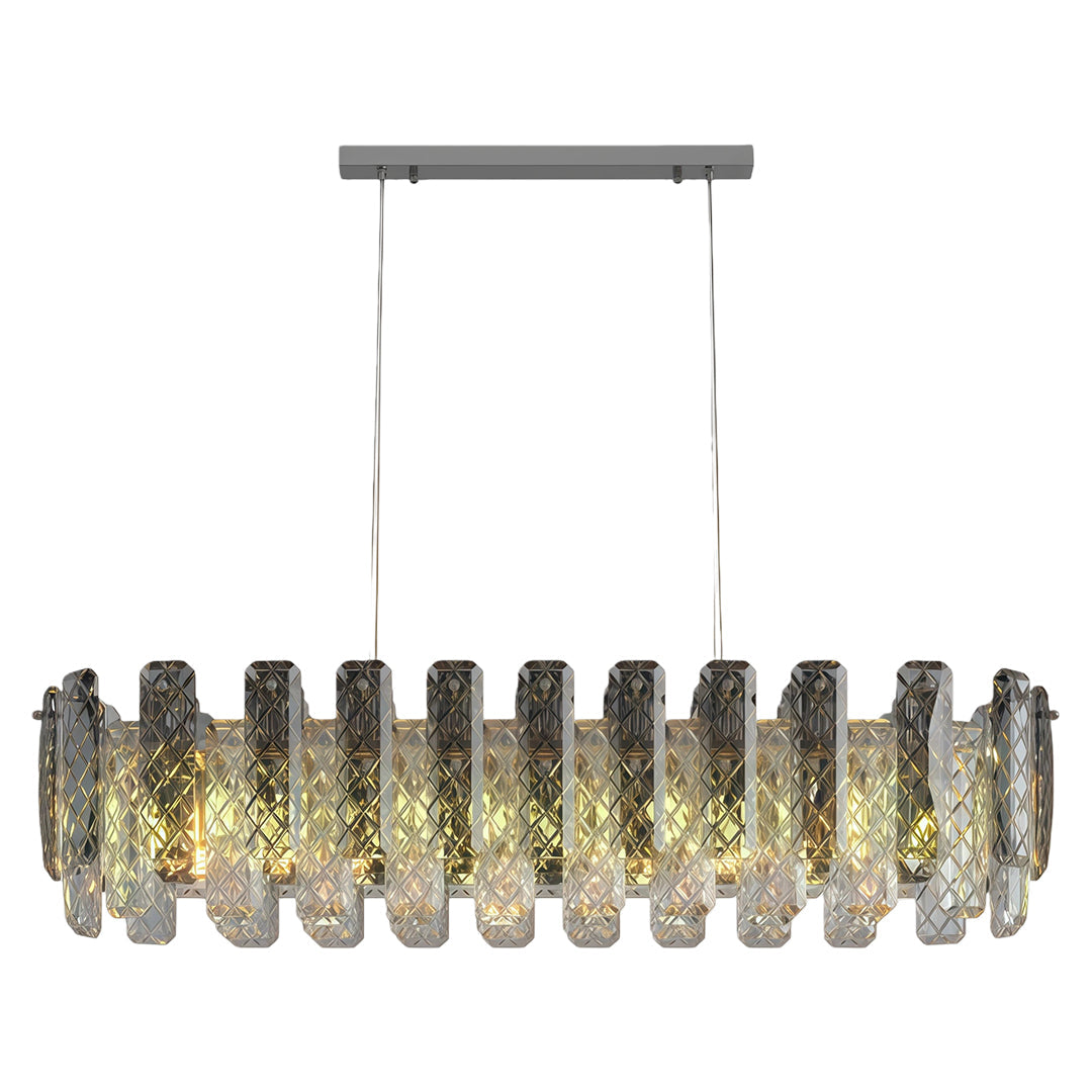 Contemporary Crystal Chandelier Solid Copper Textured Crystal Rods Eye-Protecting E14 French Style