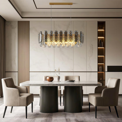 Contemporary Crystal Chandelier Solid Copper Textured Crystal Rods Eye-Protecting E14 French Style