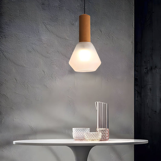 Diamond Glass Jar Pendant Light with Cork Top and Copper Hardware