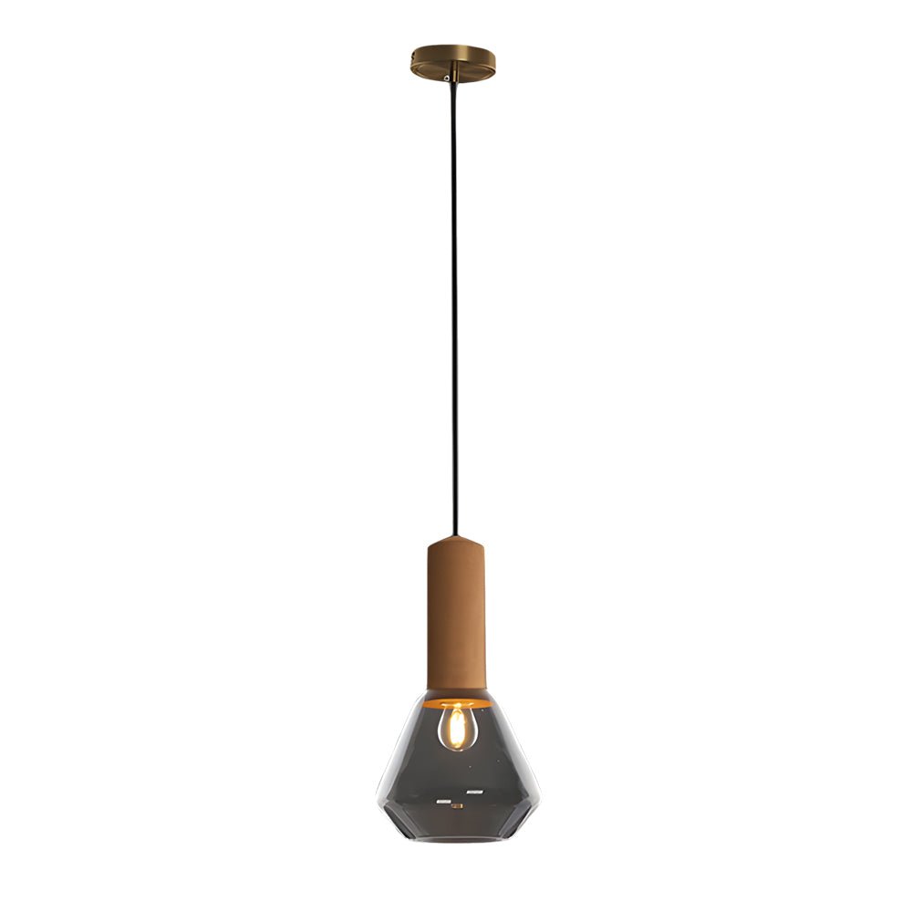 Diamond Glass Jar Pendant Light with Cork Top and Copper Hardware