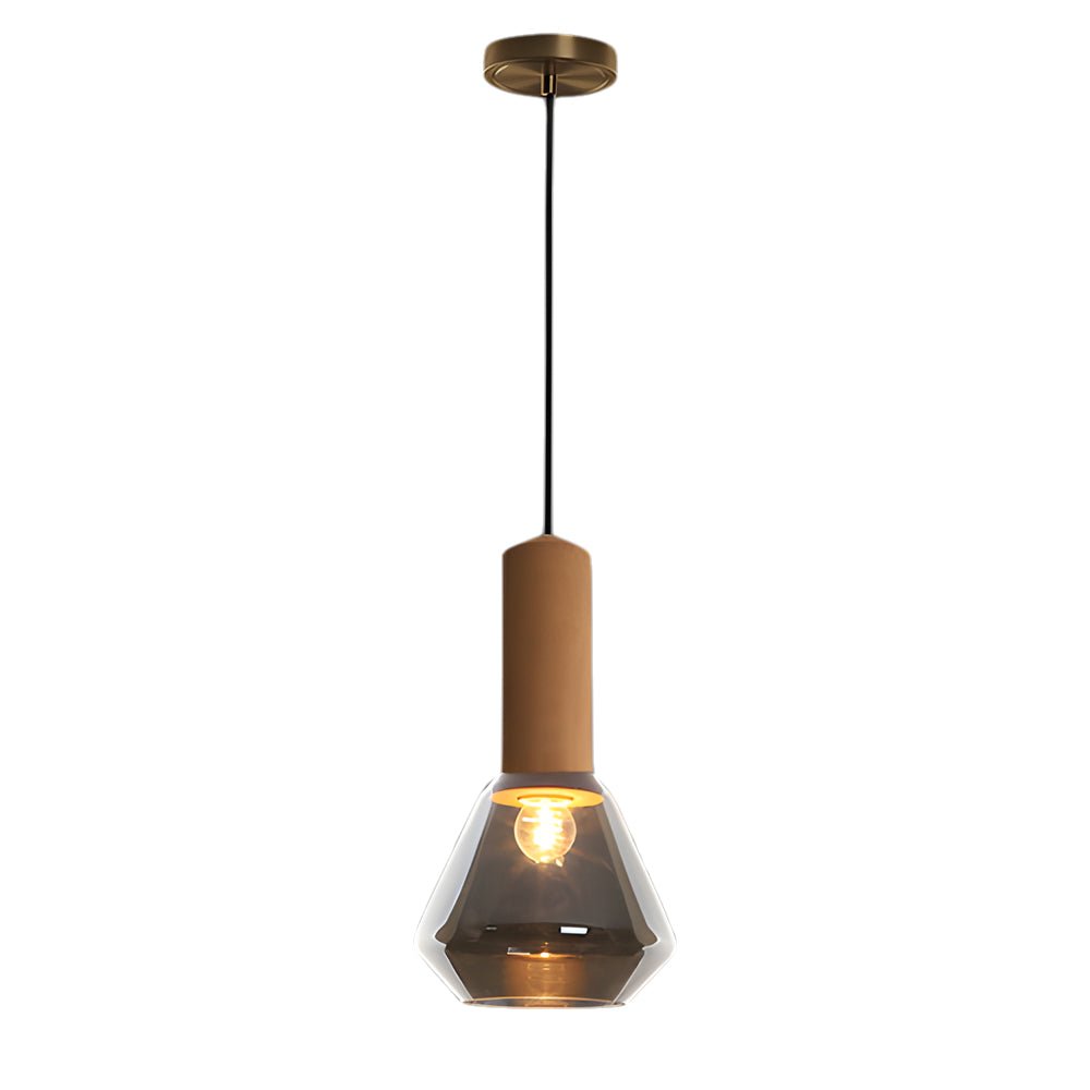 Diamond Glass Jar Pendant Light with Cork Top and Copper Hardware