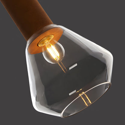 Diamond Glass Jar Pendant Light with Cork Top and Copper Hardware