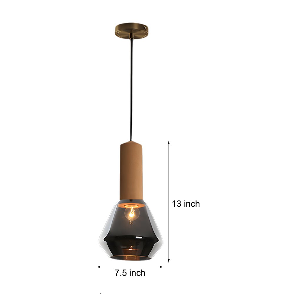 Diamond Glass Jar Pendant Light with Cork Top and Copper Hardware