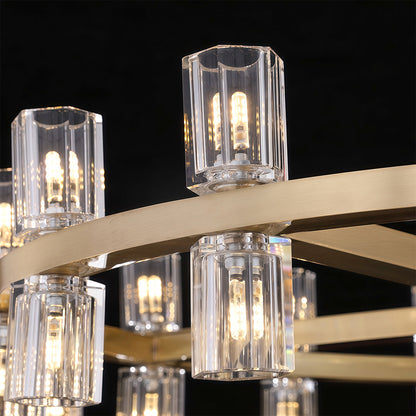 Crystal Chandelier Solid Copper Glass Cylinder Matrix G4 American Style Large-Scale