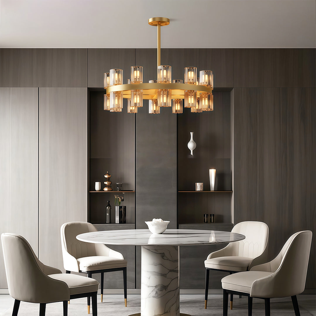 Crystal Chandelier Solid Copper Glass Cylinder Matrix G4 American Style Large-Scale