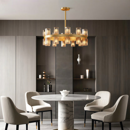 Crystal Chandelier Solid Copper Glass Cylinder Matrix G4 American Style Large-Scale