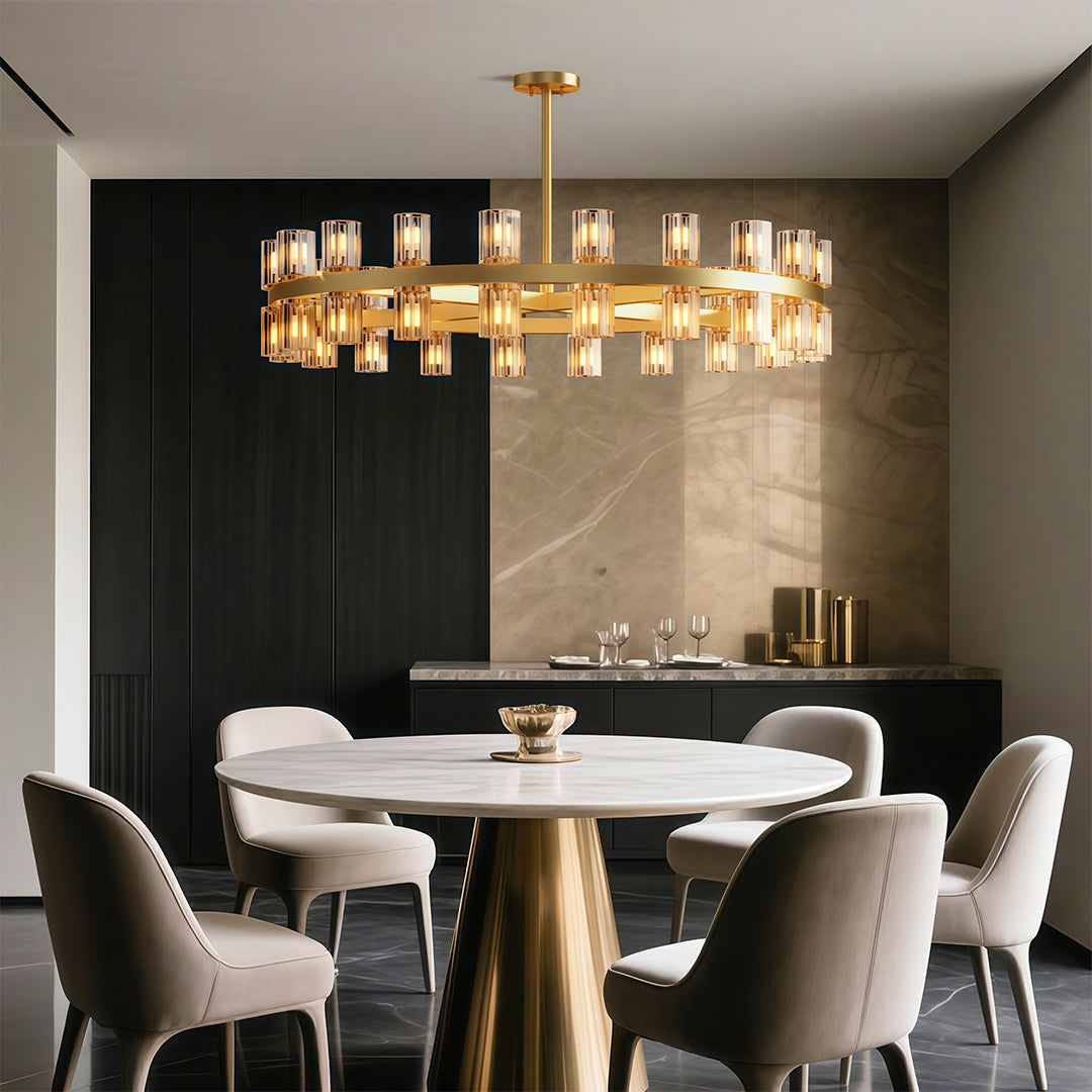 Crystal Chandelier Solid Copper Glass Cylinder Matrix G4 American Style Large-Scale