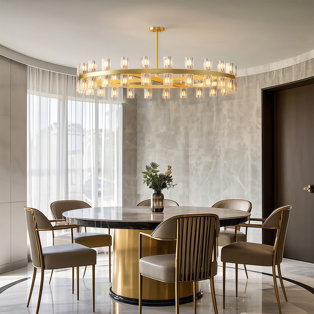 Crystal Chandelier Solid Copper Glass Cylinder Matrix G4 American Style Large-Scale