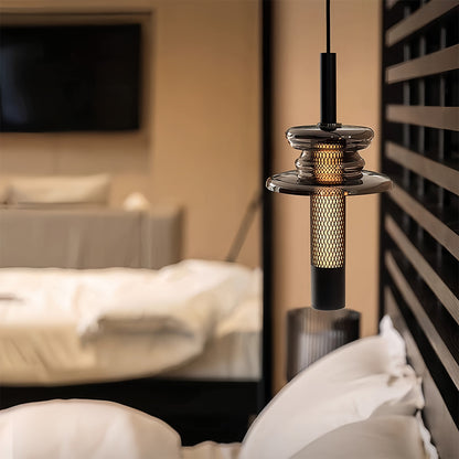 Industrial Glass Cylinder Mini Pendant LED 7W CRI 97 3-Step CCT Dimmable Black Iron Indoor