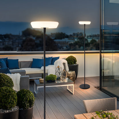 Solar USB Halo Floor Lamp Adjustable Height IP65 Minimalist Outdoor 3000K