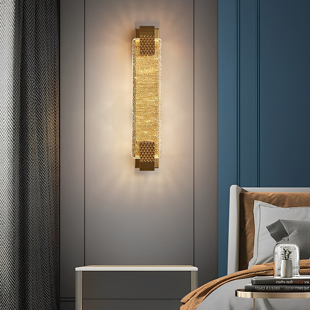 Linear Crystal LED Wall Sconce Stainless Steel 12W 840LM 3-Step CCT Gold Black 4 Heights Indoor