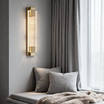 Linear Crystal LED Wall Sconce Stainless Steel 12W 840LM 3-Step CCT Gold Black 4 Heights Indoor