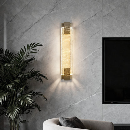 Linear Crystal LED Wall Sconce Stainless Steel 12W 840LM 3-Step CCT Gold Black 4 Heights Indoor