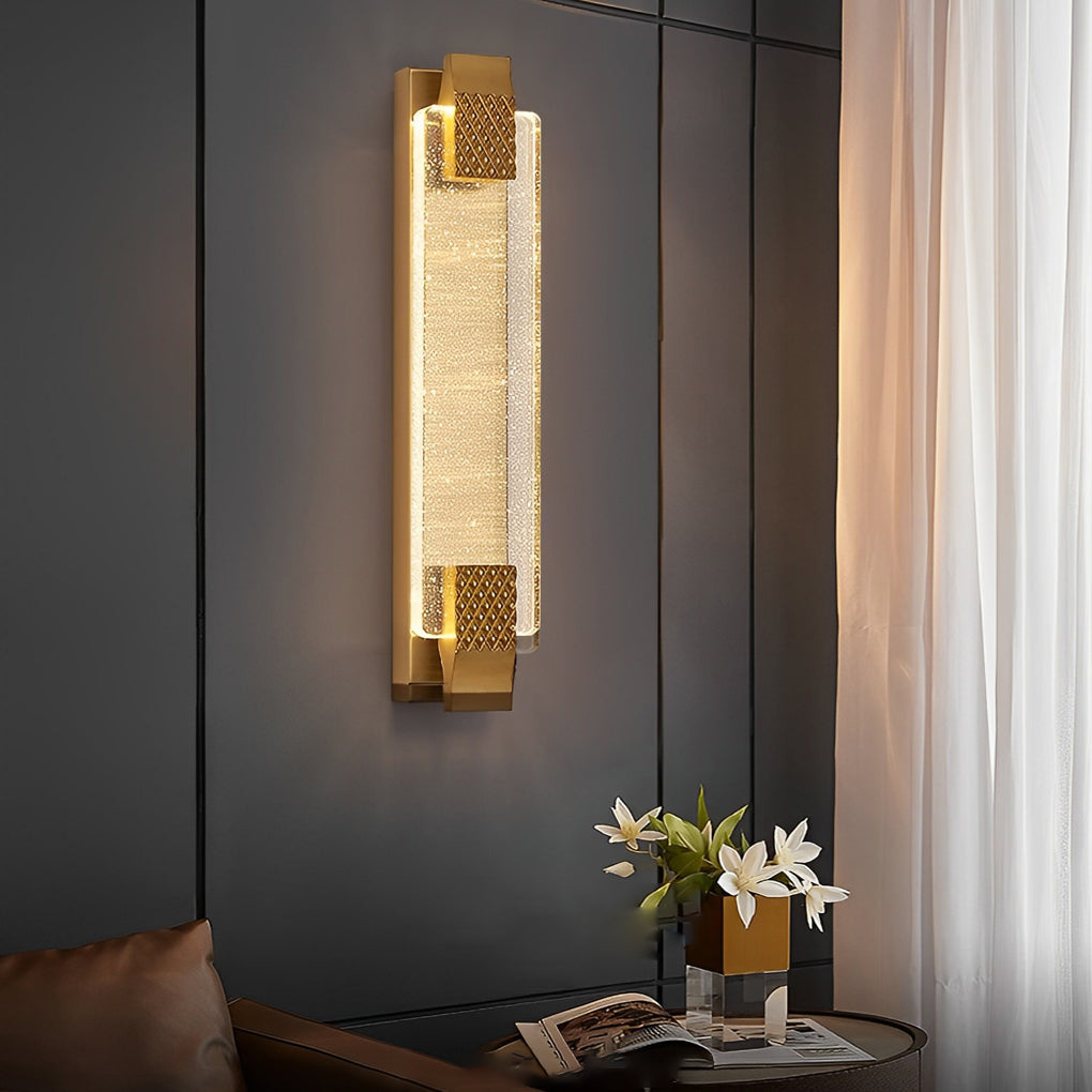 Linear Crystal LED Wall Sconce Stainless Steel 12W 840LM 3-Step CCT Gold Black 4 Heights Indoor