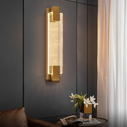 Linear Crystal LED Wall Sconce Stainless Steel 12W 840LM 3-Step CCT Gold Black 4 Heights Indoor