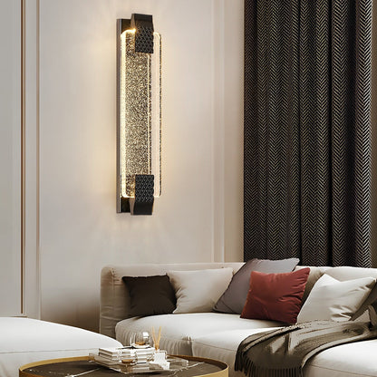 Linear Crystal LED Wall Sconce Stainless Steel 12W 840LM 3-Step CCT Gold Black 4 Heights Indoor