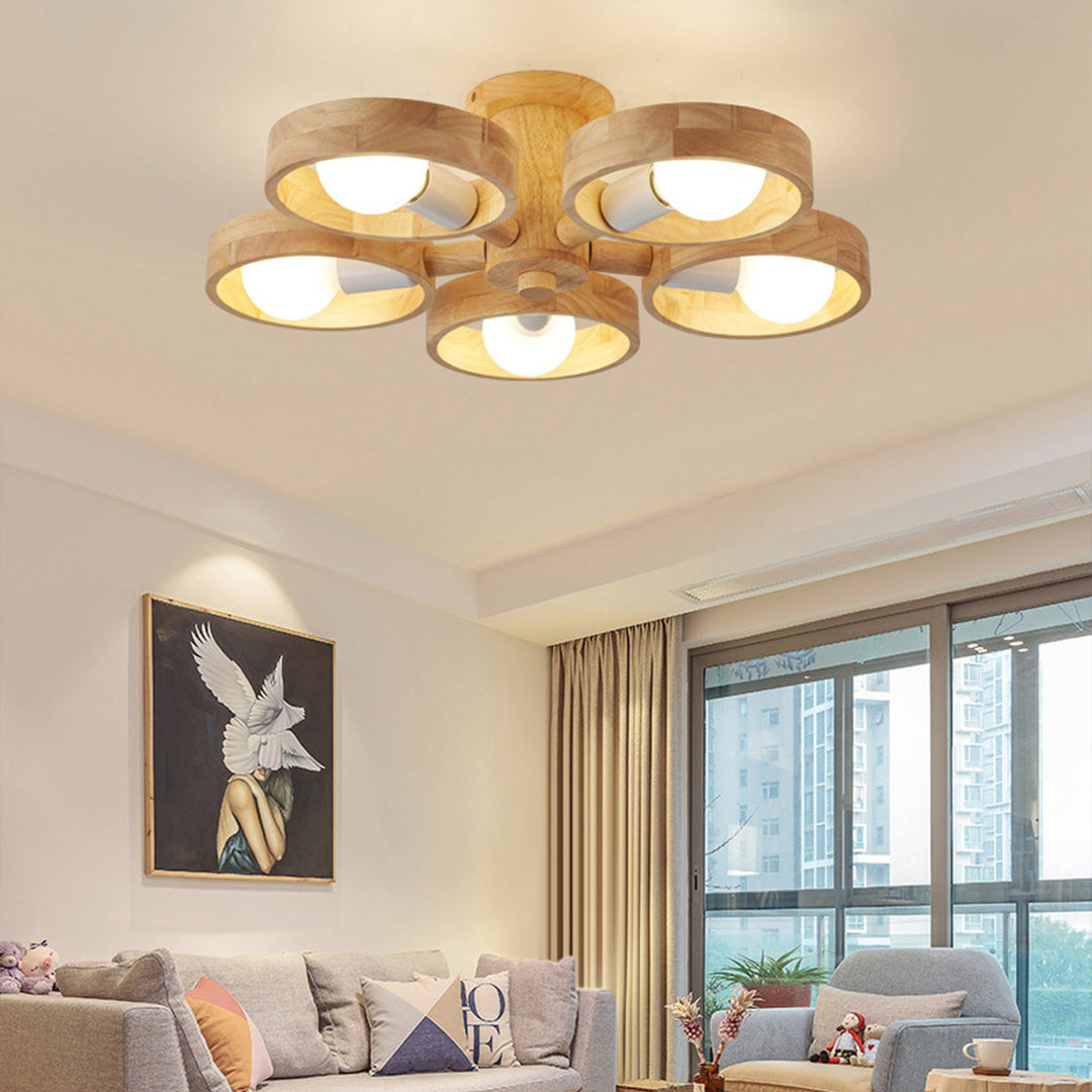 Rubberwood Branch Chandelier Scandinavian E27 3 5 6 8 Light