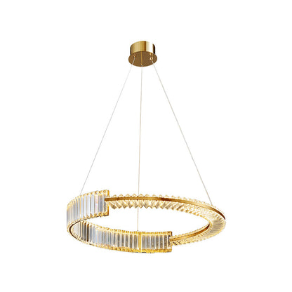 Crystal Chandelier Iron Gold Round Ring Multi-Layer Italian Style LED Dimmable Remote Three Sizes