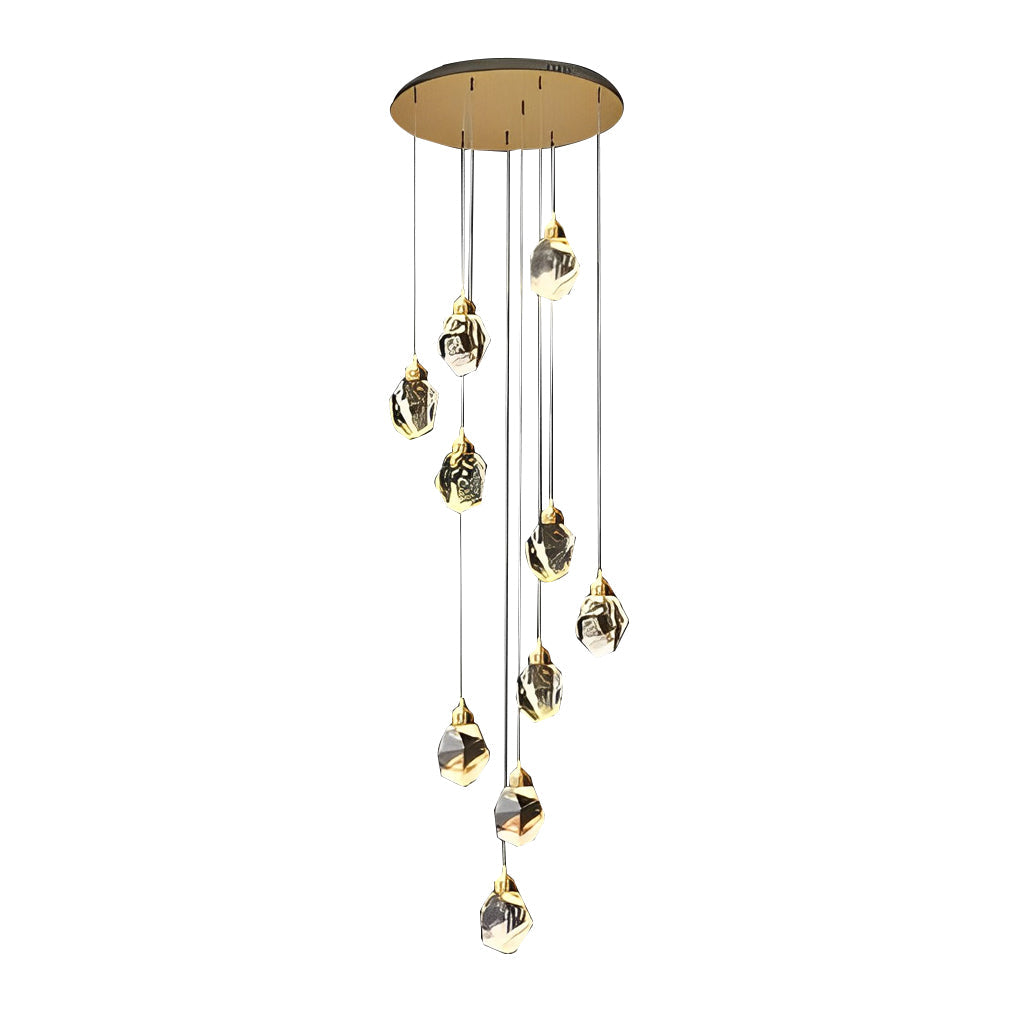 Crystal Spiral Helix Staircase Chandelier Copper Electroplated E14 3000K 9 Configurations Indoor