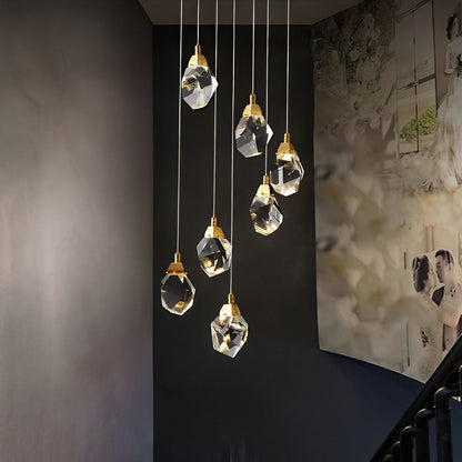 Crystal Spiral Helix Staircase Chandelier Copper Electroplated E14 3000K 9 Configurations Indoor