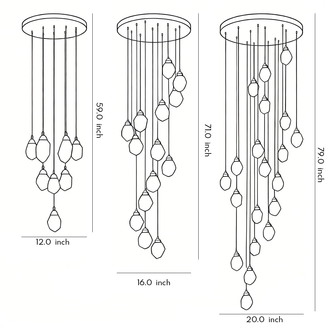 Crystal Spiral Helix Staircase Chandelier Copper Electroplated E14 3000K 9 Configurations Indoor