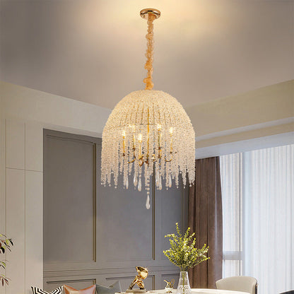Crystal Chandelier Metal Hardware Gold French Style Teardrop Cascading E12 Two Styles