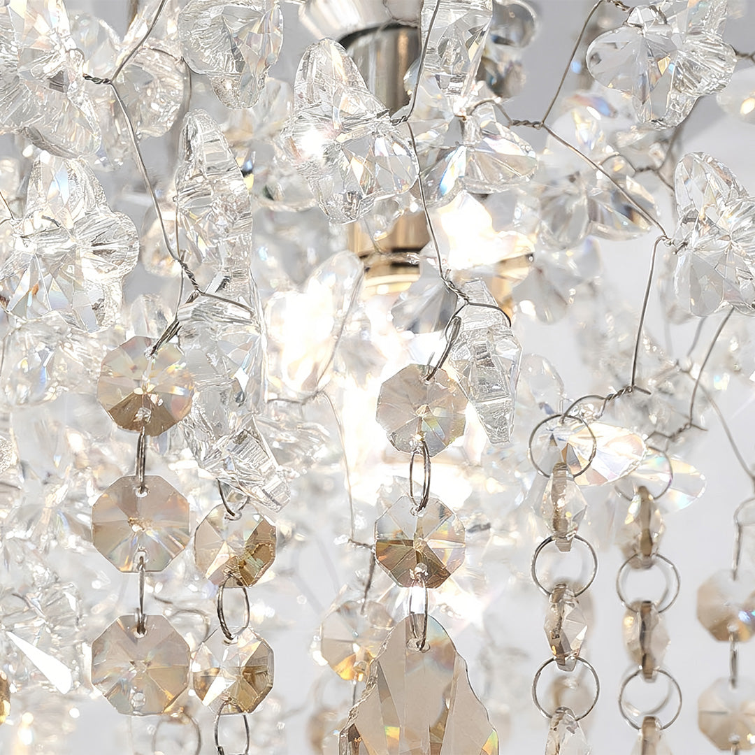 French Champagne Gold Crystal Chandelier Waterfall Bead Drape Three Sizes