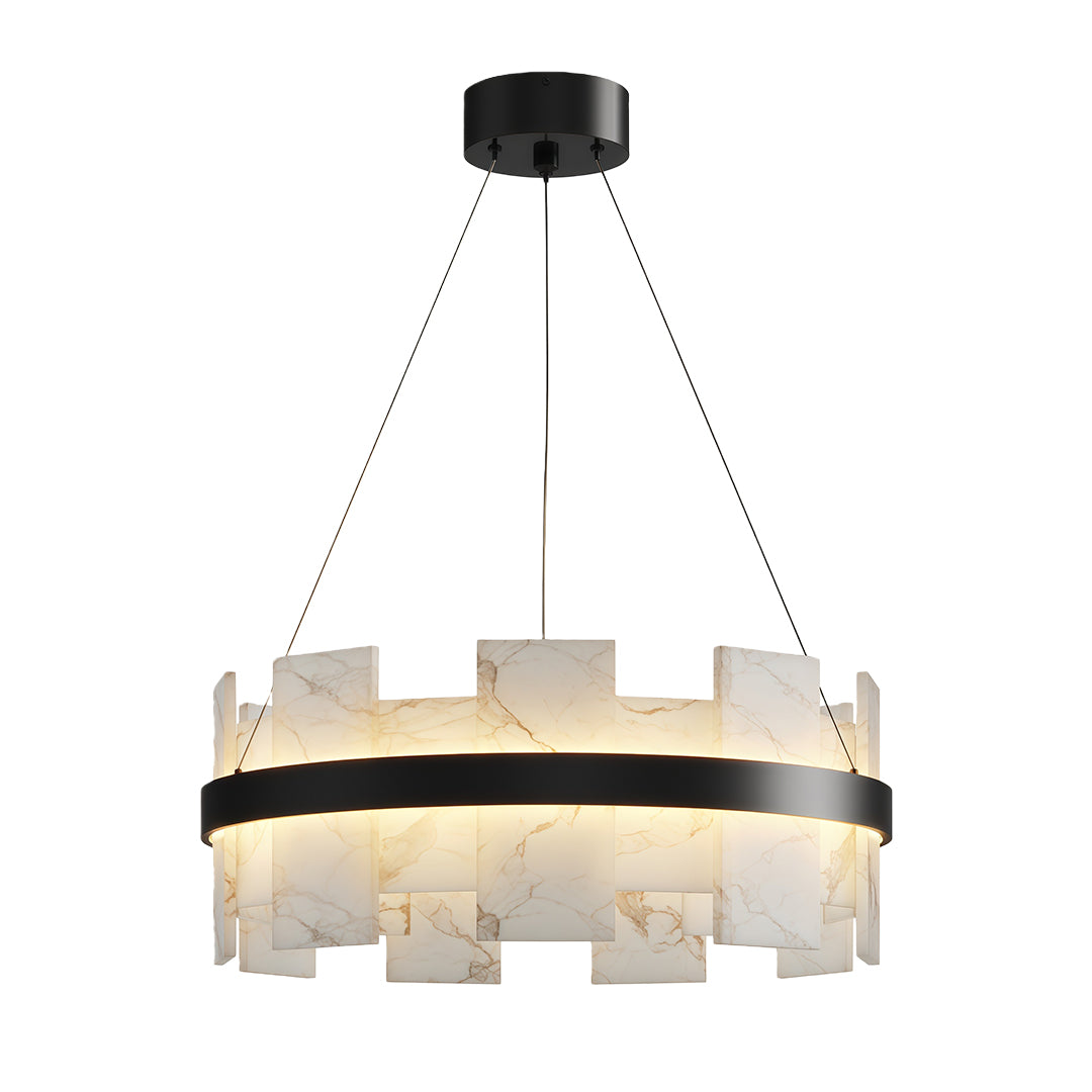 Modern Copper Marble LED Chandelier with 3 Step Dimming for Luxury Dining Room Ceiling Lighting