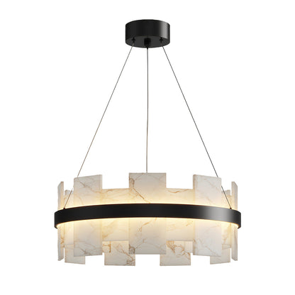 Modern Copper Marble LED Chandelier with 3 Step Dimming for Luxury Dining Room Ceiling Lighting