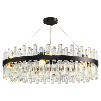 Crystal Ring Chandelier Copper-Iron Geometric Layered Crystal Rods E14 Nordic Retro