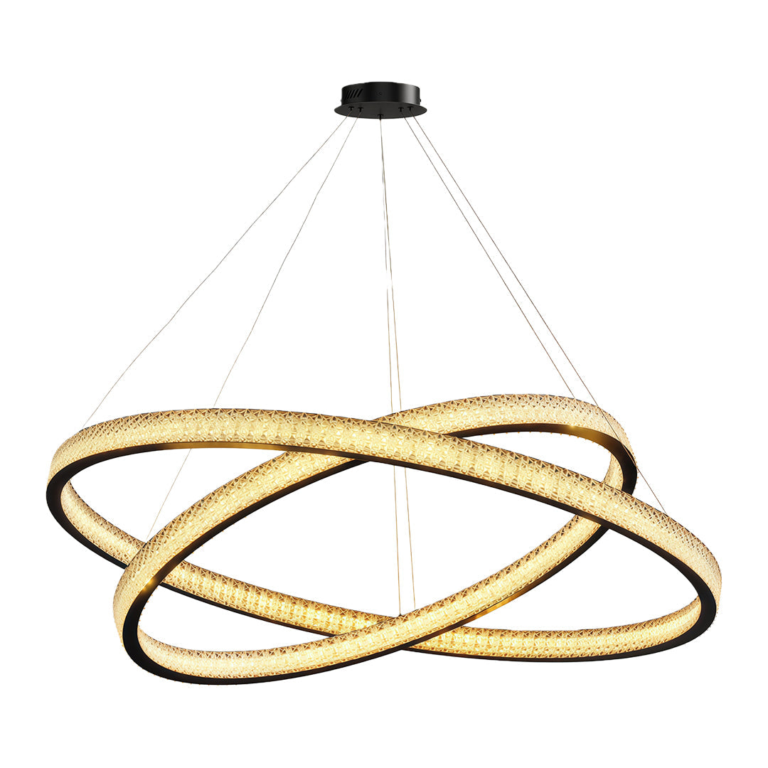 Copper Ring Chandelier White Acrylic Dimmable LED 3000K 6000K Remote 7 Sizes