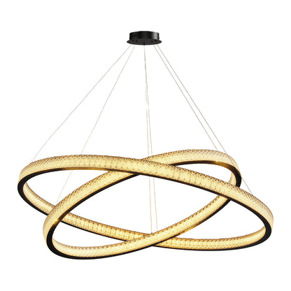 Copper Ring Chandelier White Acrylic Dimmable LED 3000K 6000K Remote 7 Sizes