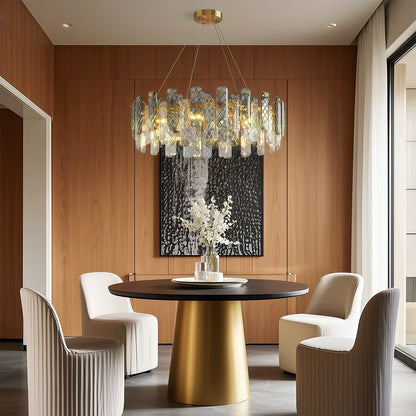 Contemporary Crystal Chandelier Solid Copper Textured Crystal Rods Eye-Protecting E14 French Style